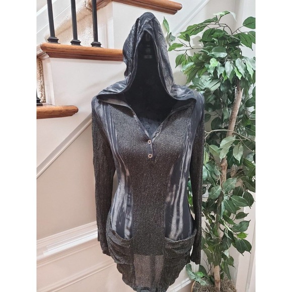 Elena Wang Women's Gray Cotton V-Neck Long Sleeve Pullover Blouse Size Medium - Picture 6 of 12